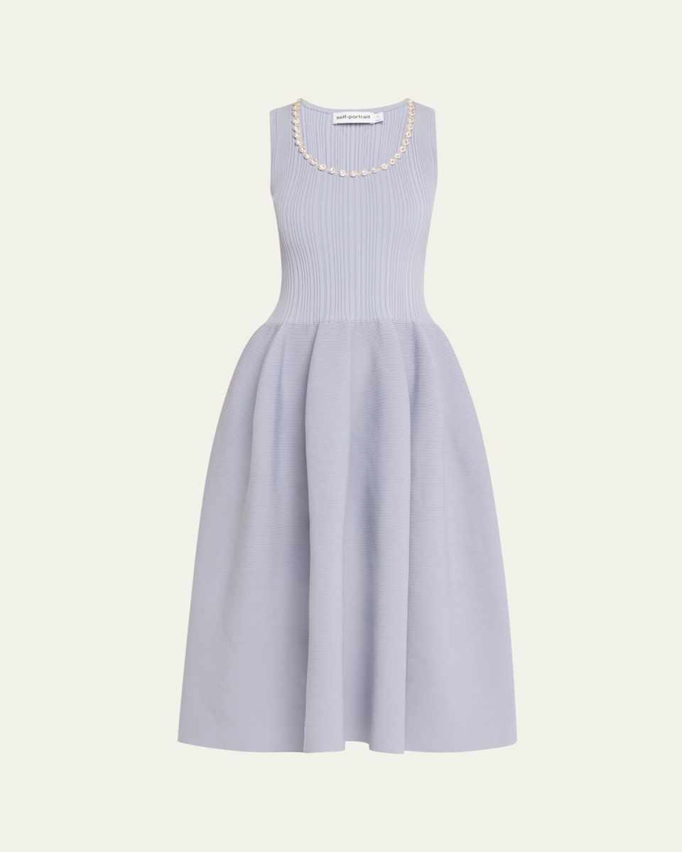Ribbed Knit Diamante Midi Dress